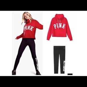 PINK Victoria’s Secret set in Red black leggings